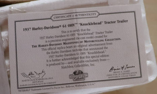1:64 1937 Harley-Davidson 'Knucklehead' Tractor Trailer - Matchbox