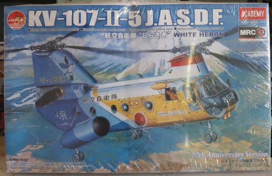 KV-107II-5 JASDF "White Heron" – 50th Anniversary Helicopter Model Kit by Academy