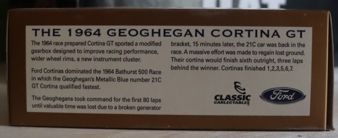 Classic Carlectables 1:43 Ford Cortina GT #21C – Ian Geoghegan – 1964 Bathurst 500 – Diecast Model Car – Limited Edition
